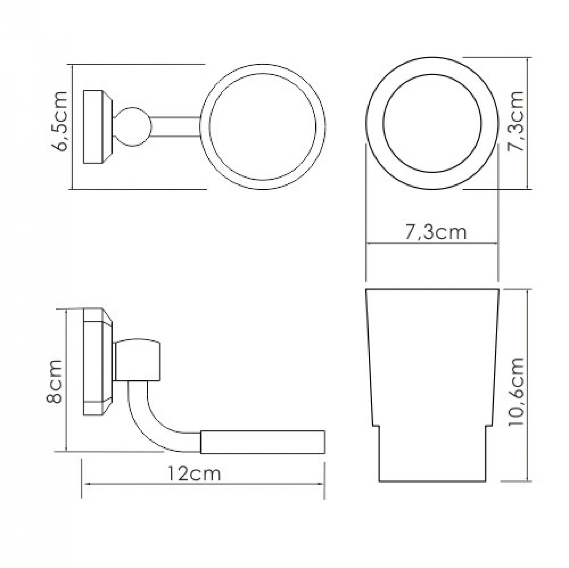 Стакан WasserKRAFT K-28128, белый/хром