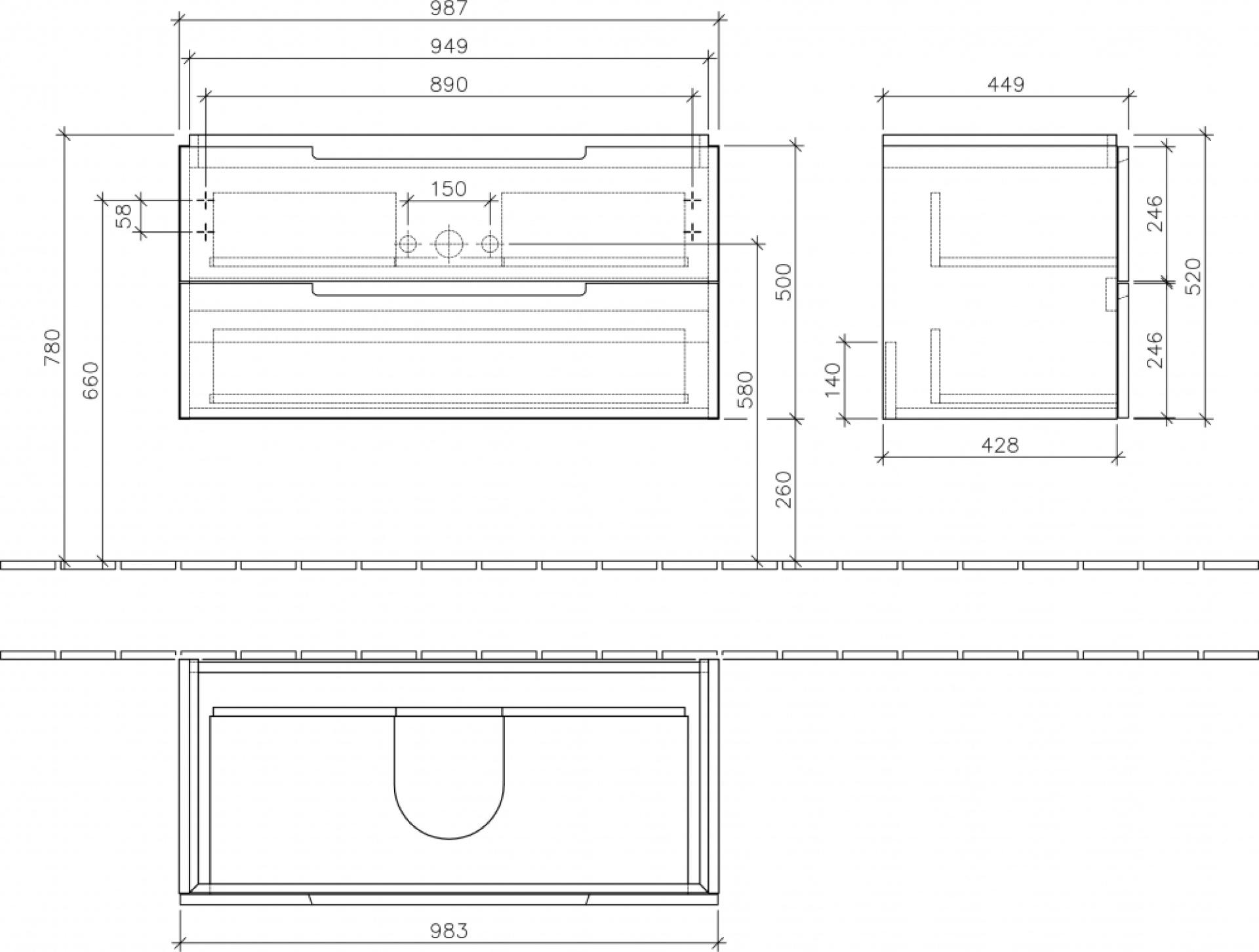 Мебель для ванной Villeroy & Boch Subway 2.0 100 eiche graphit