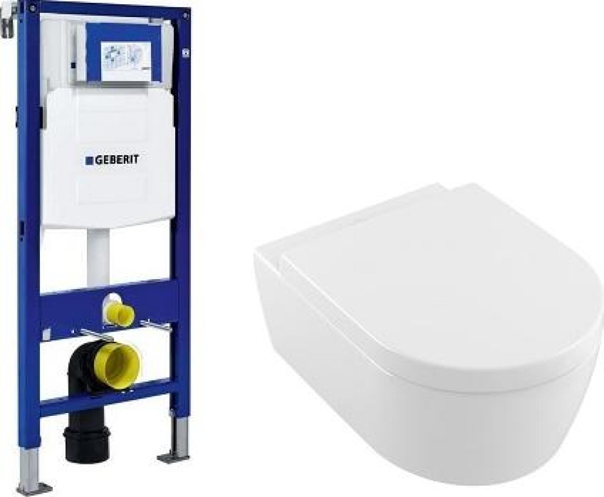 Комплект инсталляции Geberit Duofix UP320 111.300.00.5 с подвесным унитазом Villeroy & Boch Avento 5656HR01 + крышка-сиденье с микролифтом