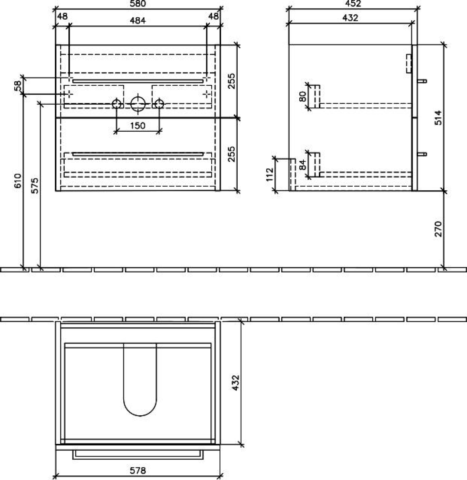 Тумба для комплекта Villeroy & Boch Avento 60 A88900 crystal blue