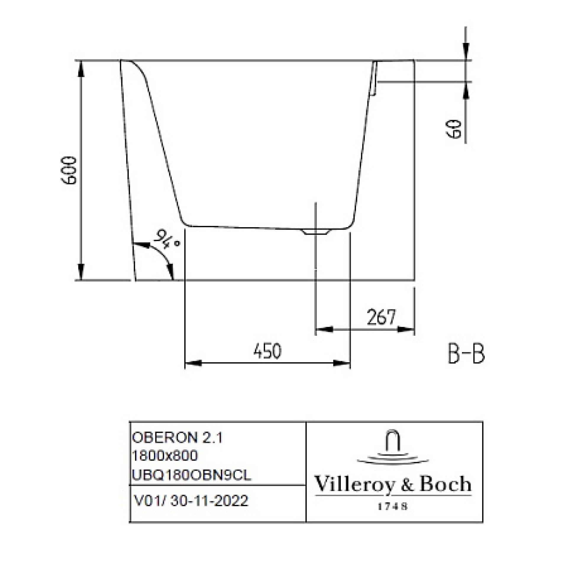 Акриловая ванна Villeroy & Boch Oberon 2.1 UBQ180OBN9CL00VD-01 белый