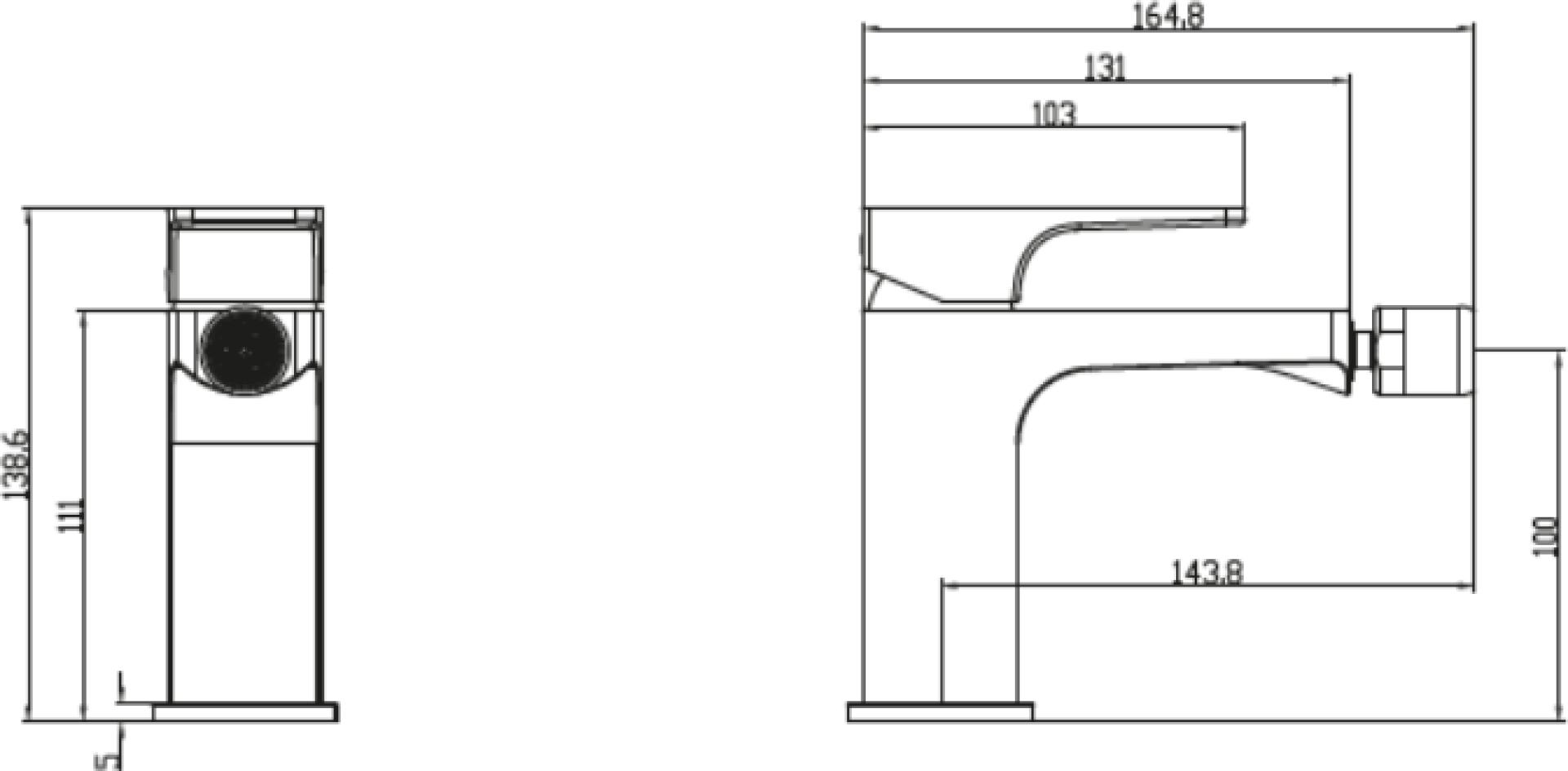 Смеситель Villeroy & Boch Architectura Square TVB12500100061 для биде, хром