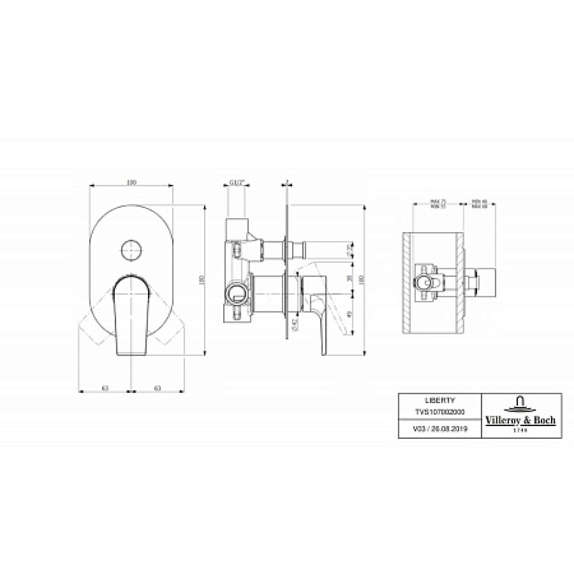 Смеситель для ванны с душем Villeroy & Boch Liberty TVS1070020006 хром