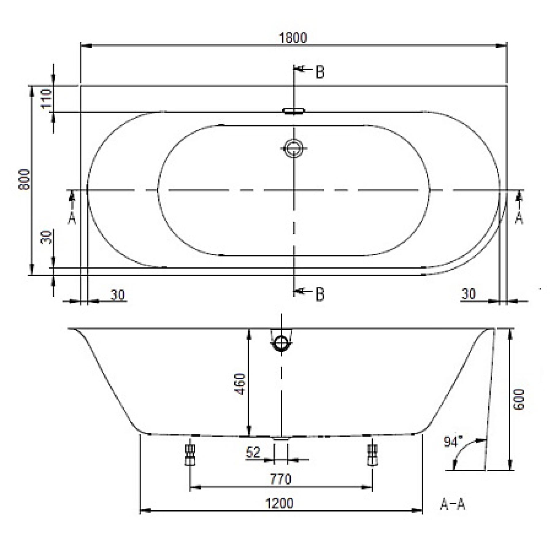 Акриловая ванна Villeroy & Boch Oberon 2.1 UBQ180OBN9CL00VD-01 белый