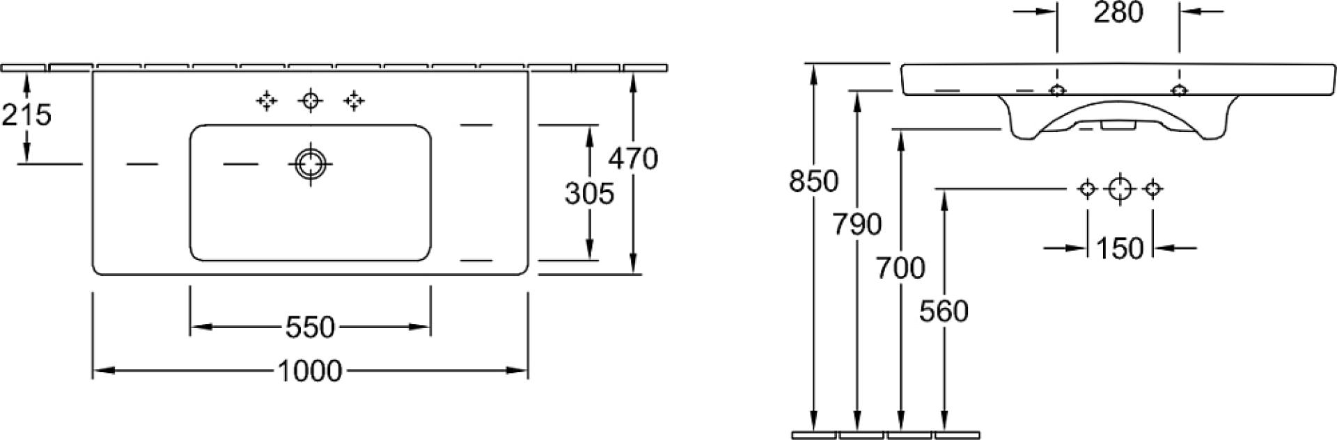 Тумба с раковиной Villeroy & Boch Subway 2.0 100 eiche graphit