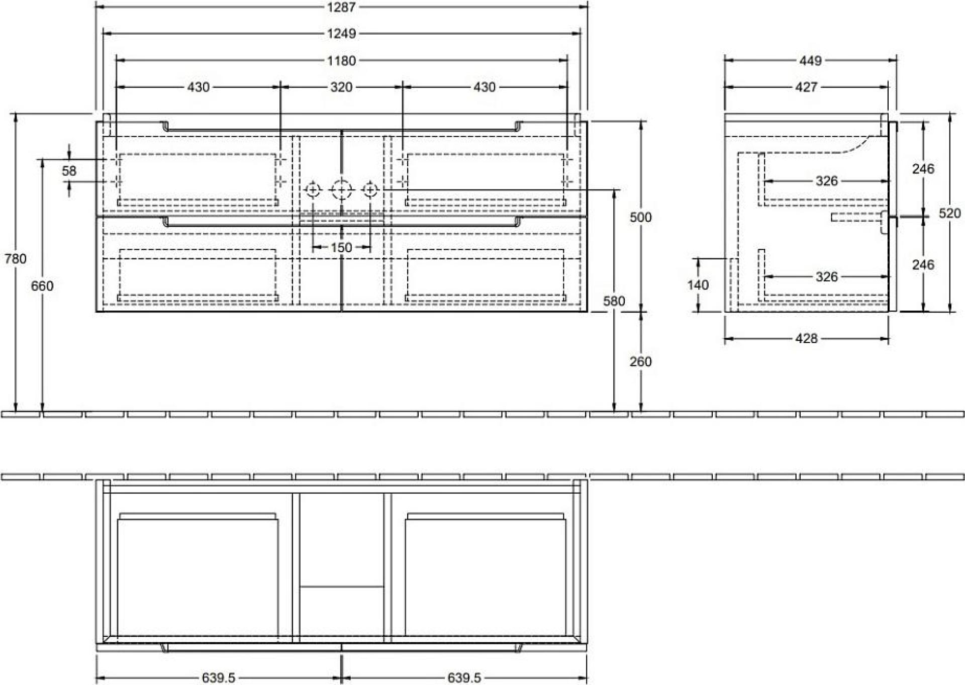 Тумба под раковину Villeroy & Boch Subway 2.0 A69810PD, черный матовый