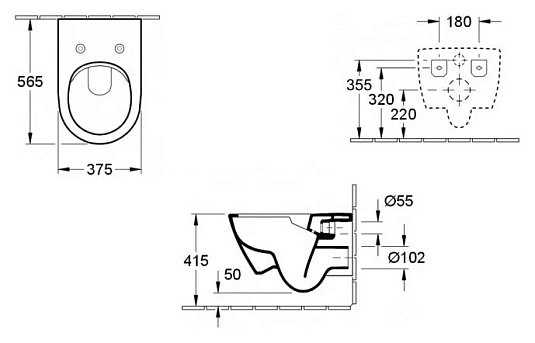 Инсталляция TECE с безободковым унитазом Villeroy&Boch Subway 2.0 5614R201, сиденье микролифт, комплект