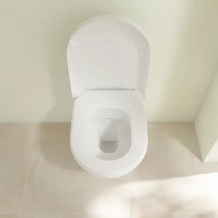 Подвесной безободковый унитаз Villeroy & Boch Subway 2.0 с покрытием AntiBac и CeramicPlus, альпийский белый, 5614R0T2