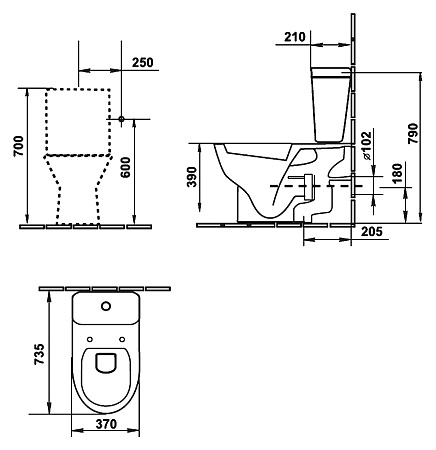 Унитаз-компакт Villeroy & Boch Hommage 666210R1 alpin с бачком 772111R1