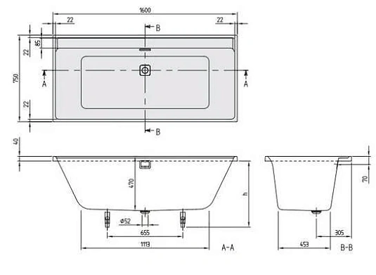 Акриловая ванна Villeroy & Boch Collaro UBA160COR2DV-01 белый