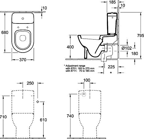 Унитаз-компакт Villeroy & Boch Subway 661010R1 с бачком 772311R1