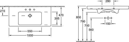 Тумба с раковиной Villeroy & Boch Subway 2.0 100 eiche graphit